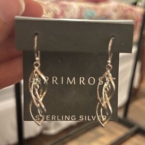 NWT Primrose Sterling Silver Dangle Design Earrings with rubber back